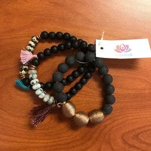 NWT Yoga Club Mala Beads Bracelet Set